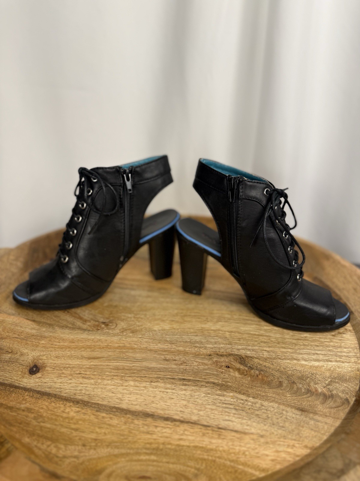 Peep Toe Boots Lace Up