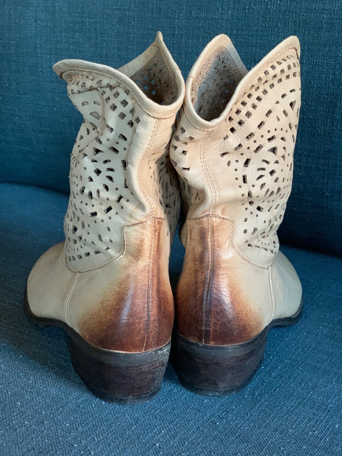 Women’s Genuine Leather Western Ankle Boots EU 37 US 6 6.5 Boho Festival
