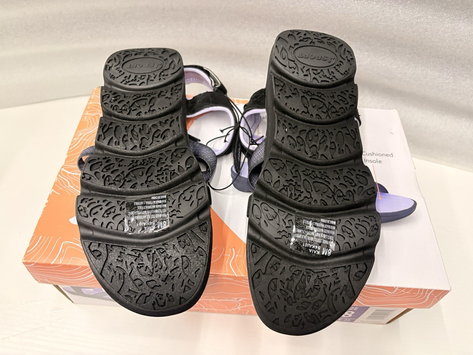 JSport Kaia Sport Sandals Women’s Size 8 Black Purple Adjustable Strap