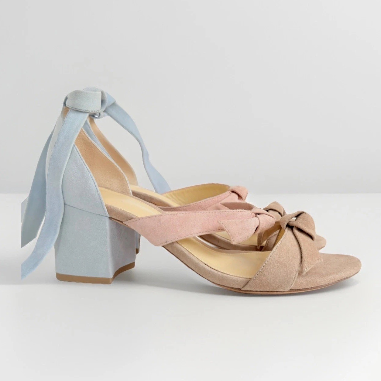 Alexandre Birman Clarita Suede Bow Block Heel Sandals EU 37 US 7 NWOB