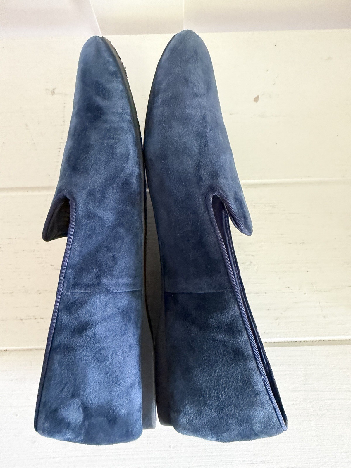 Birdies The Starling Loafers Wms 9.5 Navy Blue Suede Quilted Comfort Flats EUC