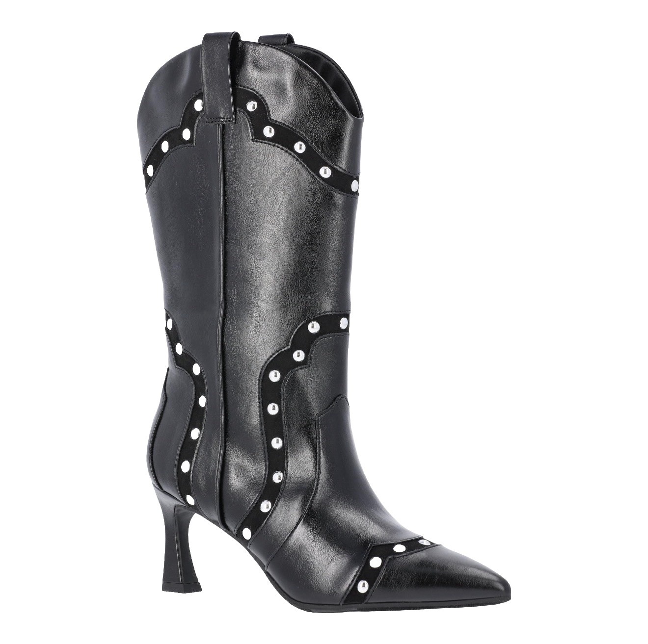 Steve Madden NYC Black Studded Western Style Heel Boot Woman’s Size 8 NIB