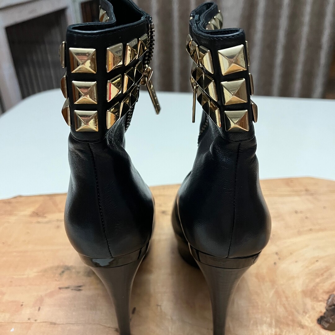 Michael Kors Studded Black Leather Ankle Boots