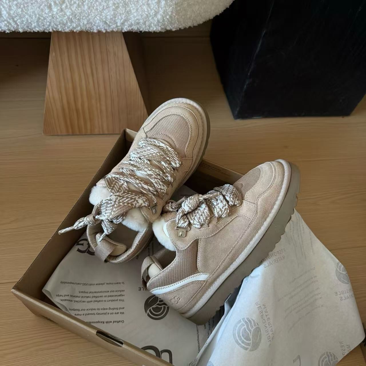 UGG Lowmel Sneakers Trainer Shoes Sheepskin Suede Casual Women Men New US4-US13