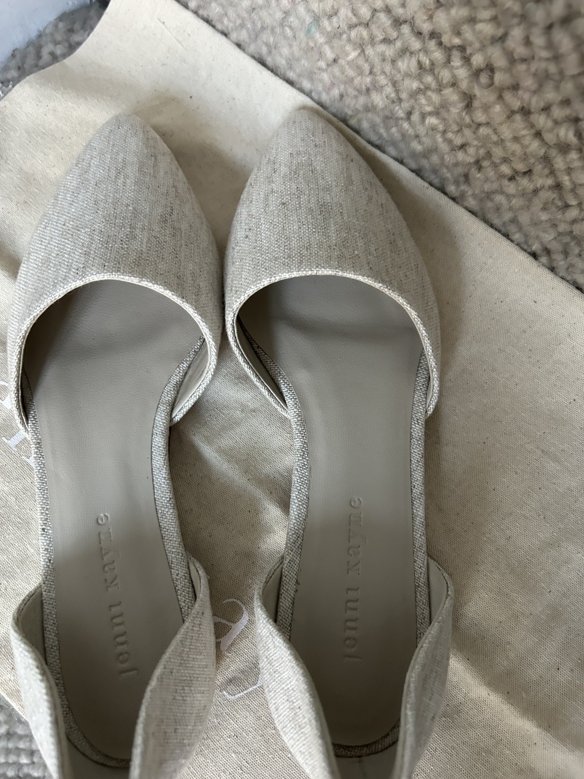 Jenni Kayne Linen D’Orsay Flats Wheat $385 Size 37 NEW