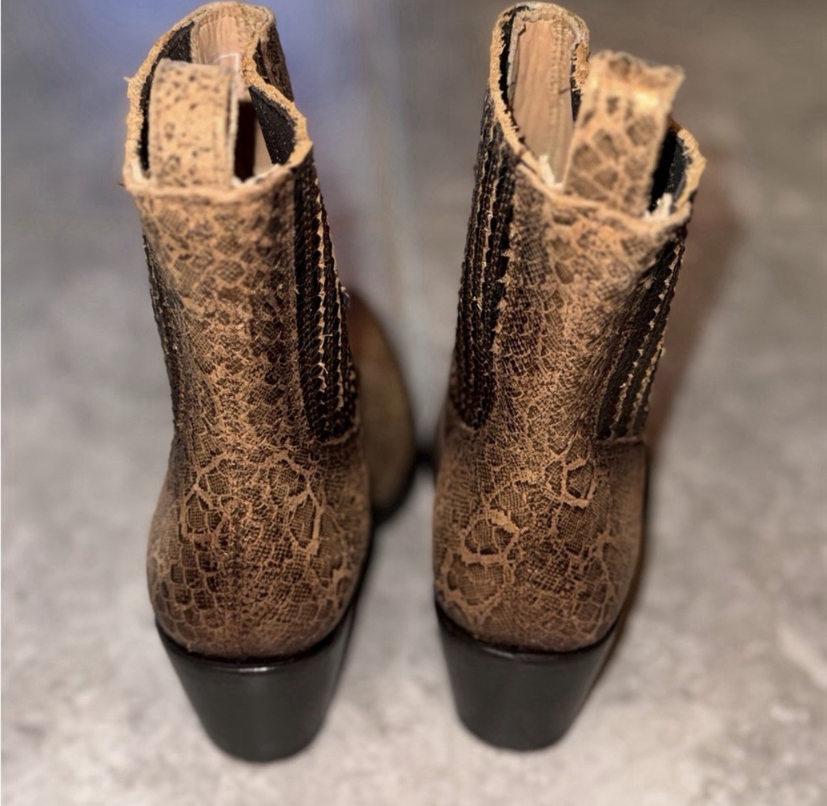 Mezcalero NWOB, Copper, Animal Textured, And Booties, Size 8