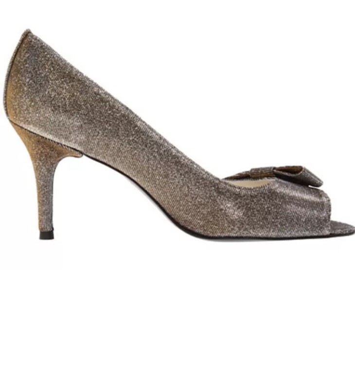 Stuart Weitzman Poco Pyrite Bowover Open Toe Evening Heel Pump Sz 10.5 NEW