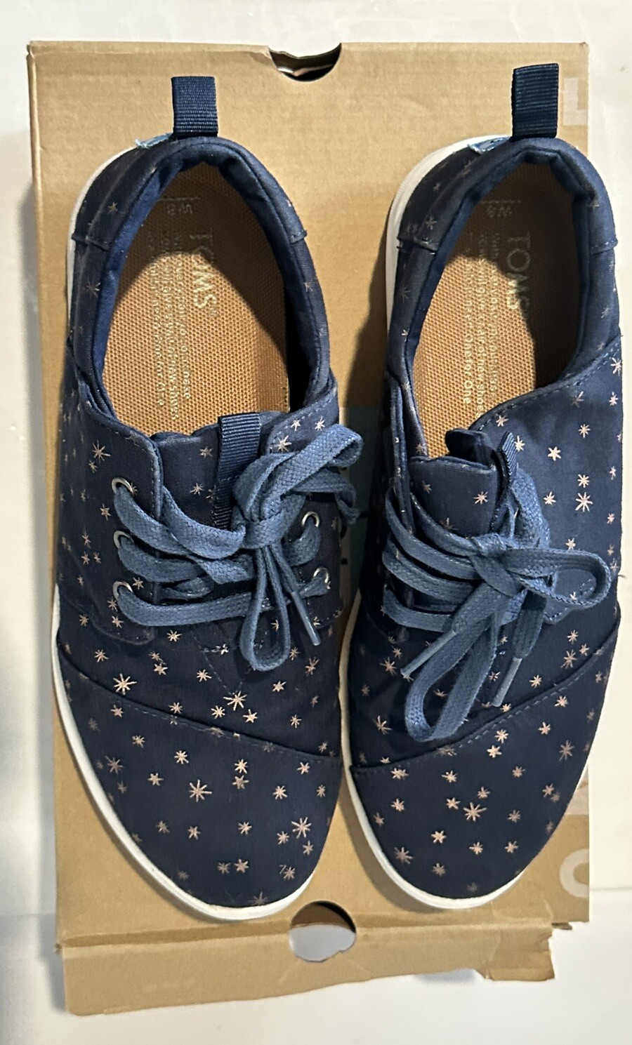 Toms Del Rey Navy Blue With Stars Sneakers Women’s Size 8 Outer space Comfy
