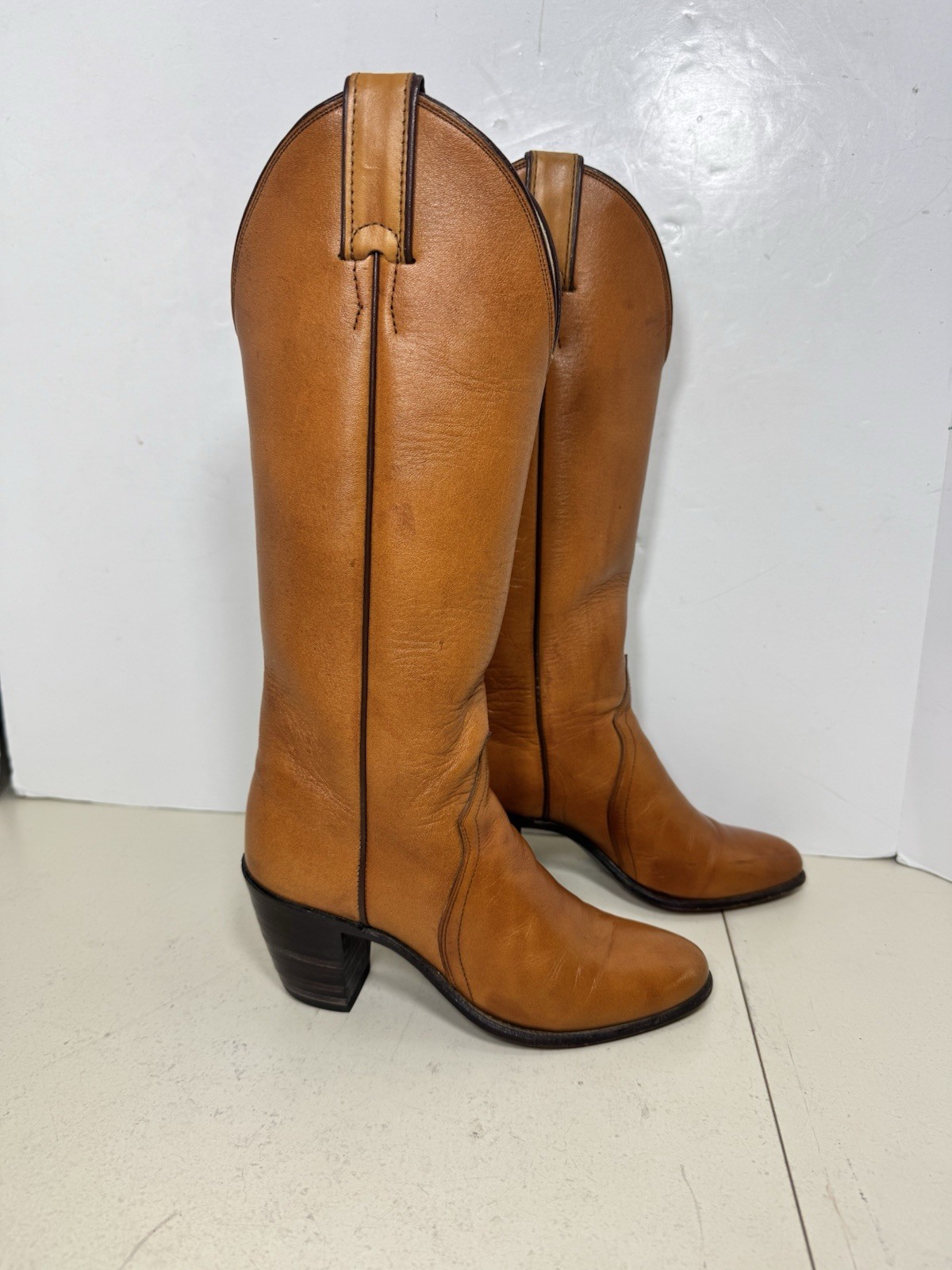 justin Boots Women’s 4A 15” Tall Brown Made In USA (rm)
