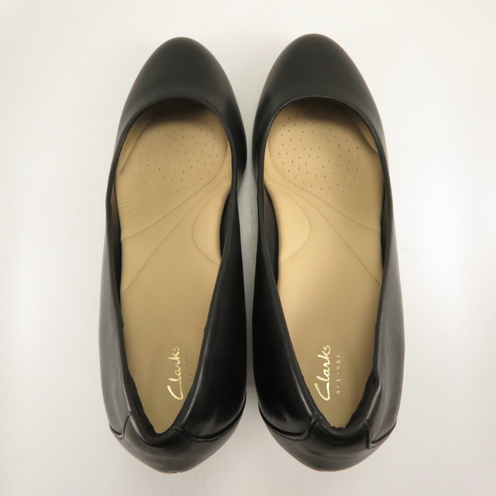 Clarks Artisan Wedge Pumps Womens Size 10M Black Leather 3.25″ inch High Heels
