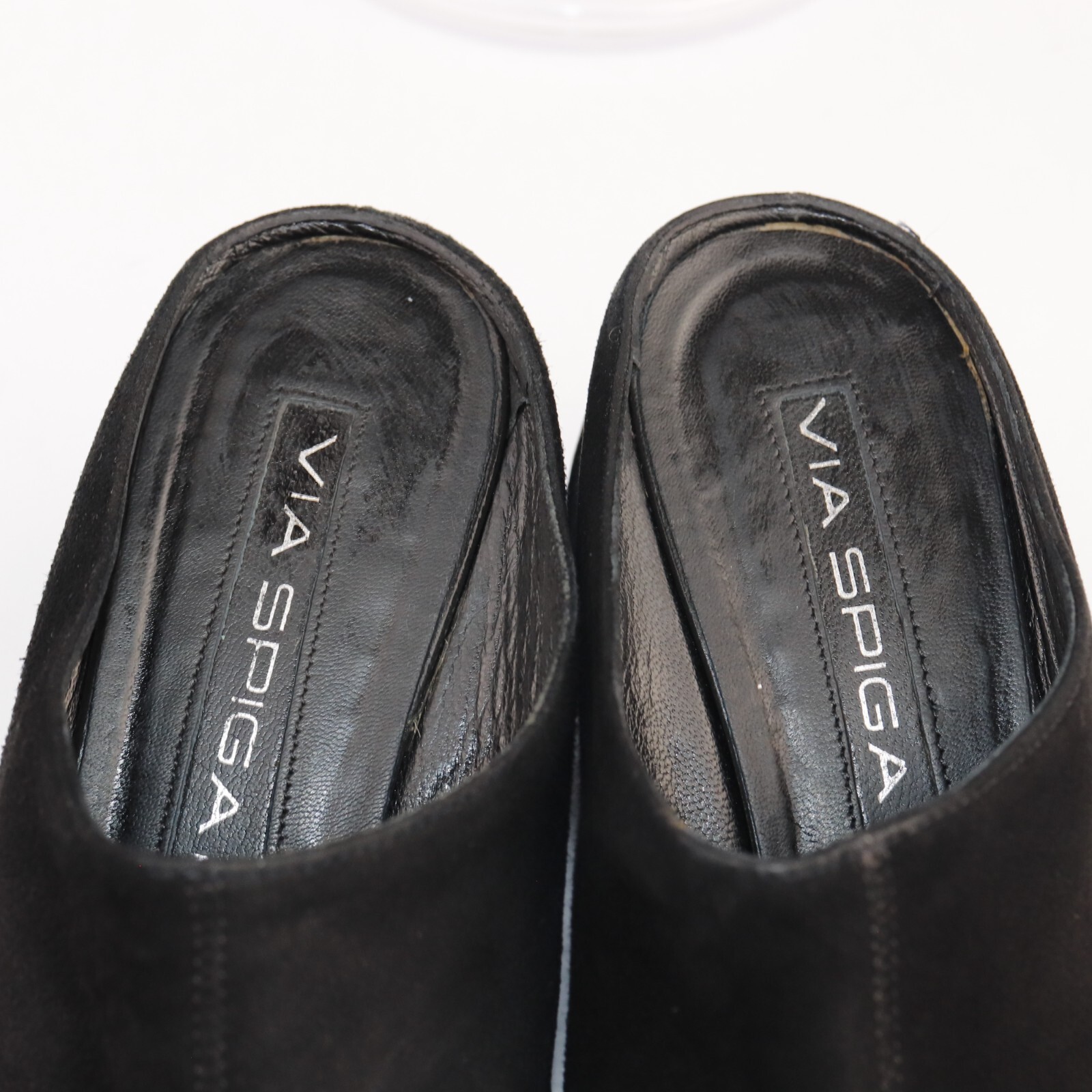 Via Spiga Womens Mule Size 8.5 M Black Suede Mule Wedge Heel Comfy Slip On Shoe
