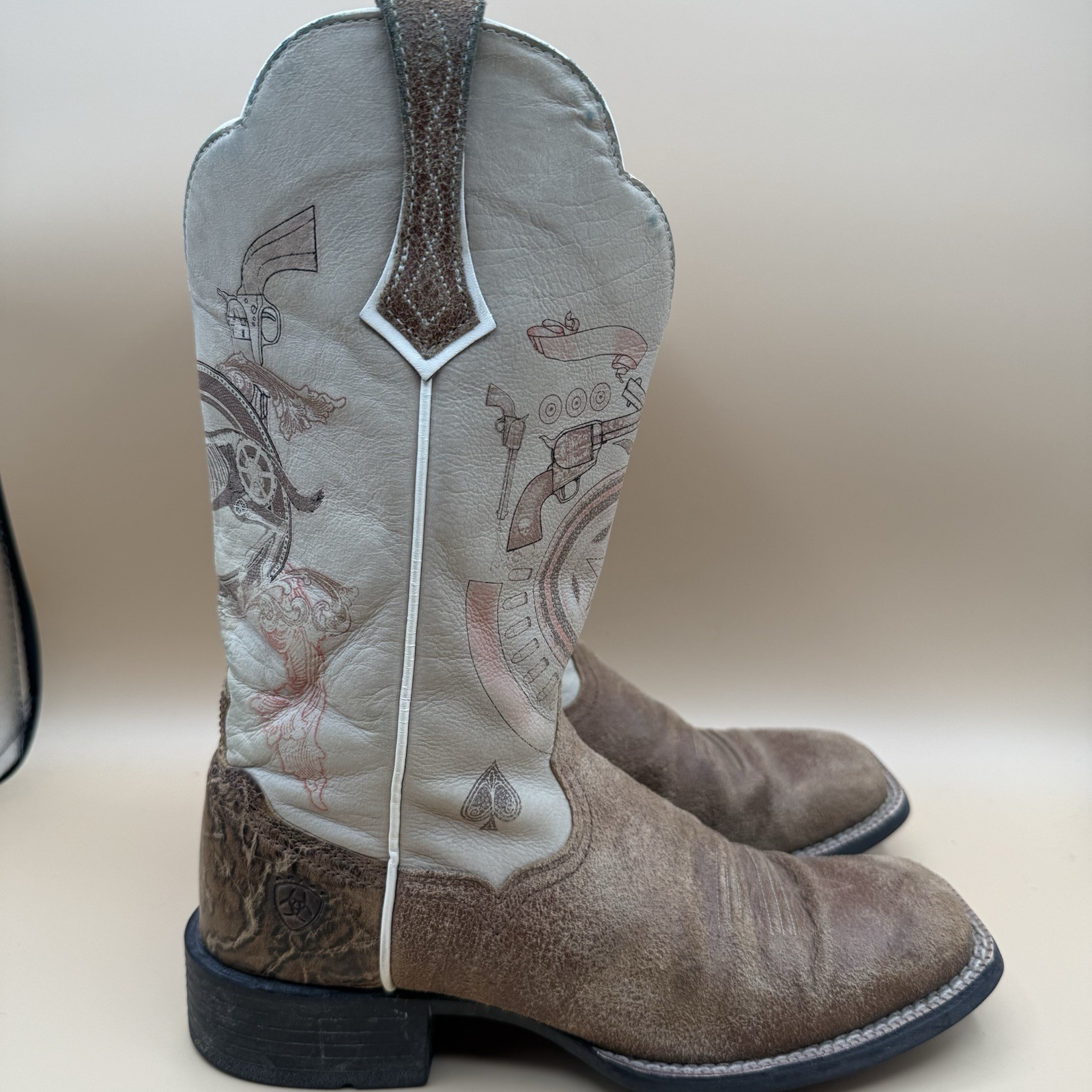 Ariat ATS Western Cowgirl Boots Womens 7.5B Brown Suede Square Toe Leather