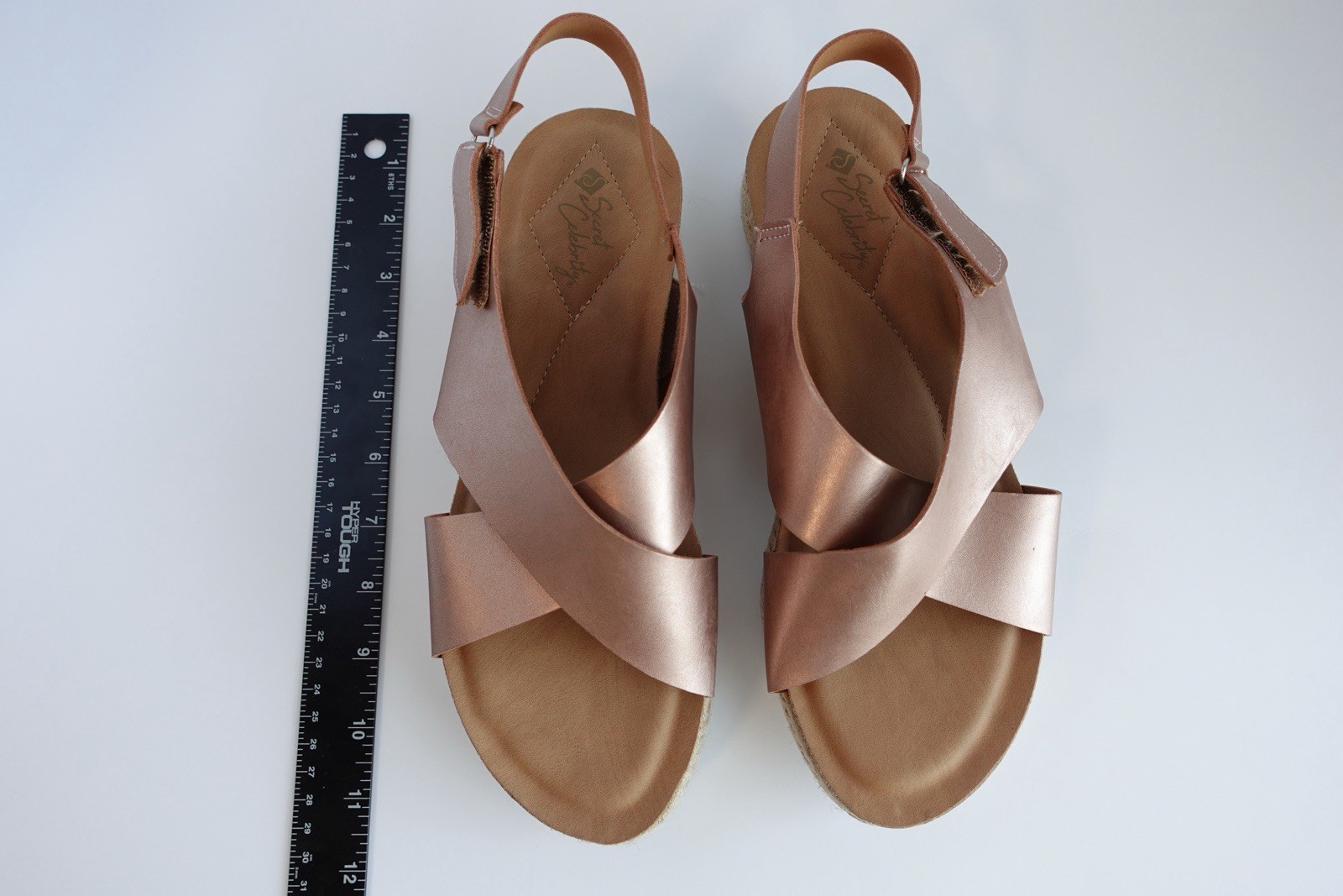 Secret Celebrity Women Rose Gold Espadrille Wedge Sandals US 11