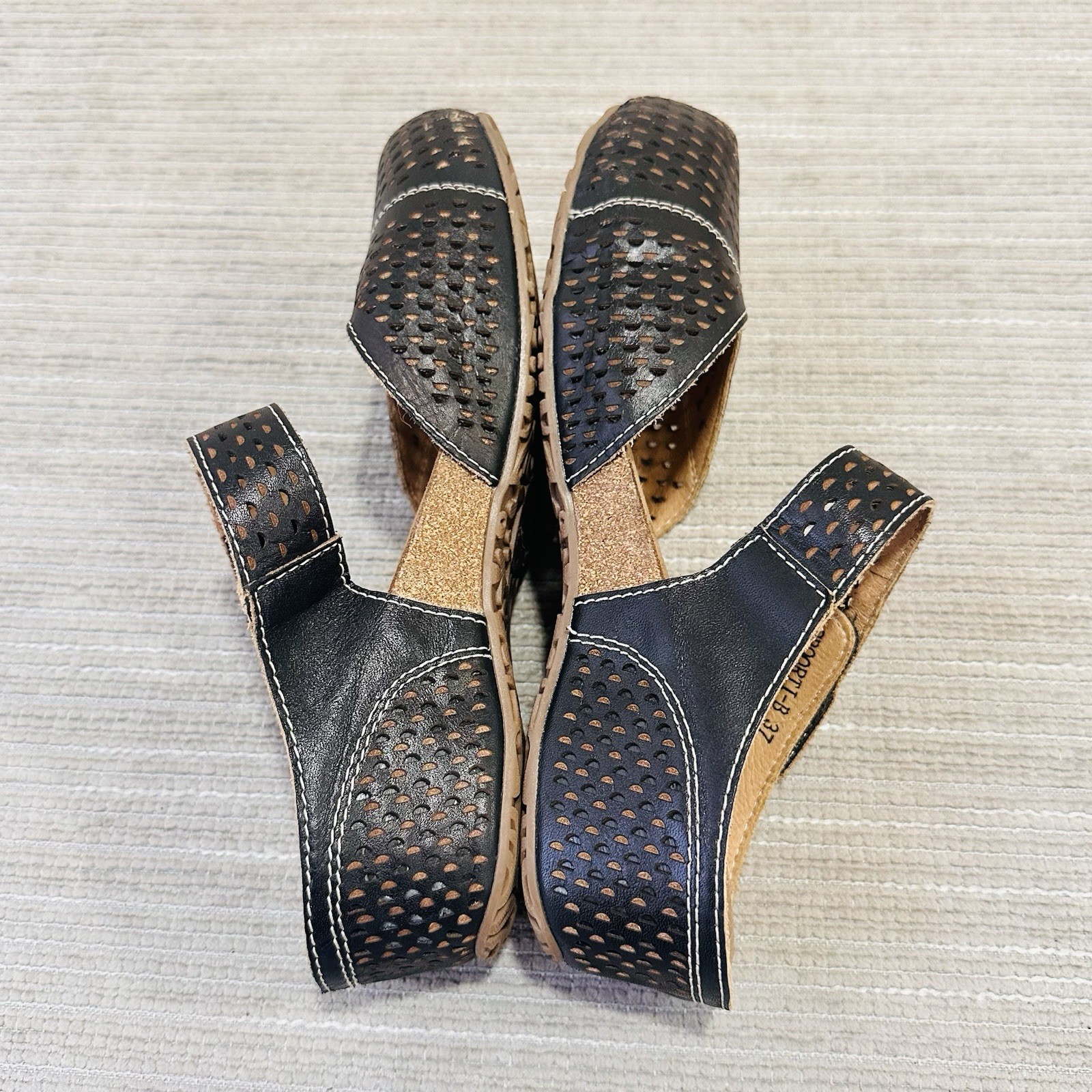 L’Artiste by Spring Step Spoorti Black Leather Clog Mule Wedge Shoes Size 6,5