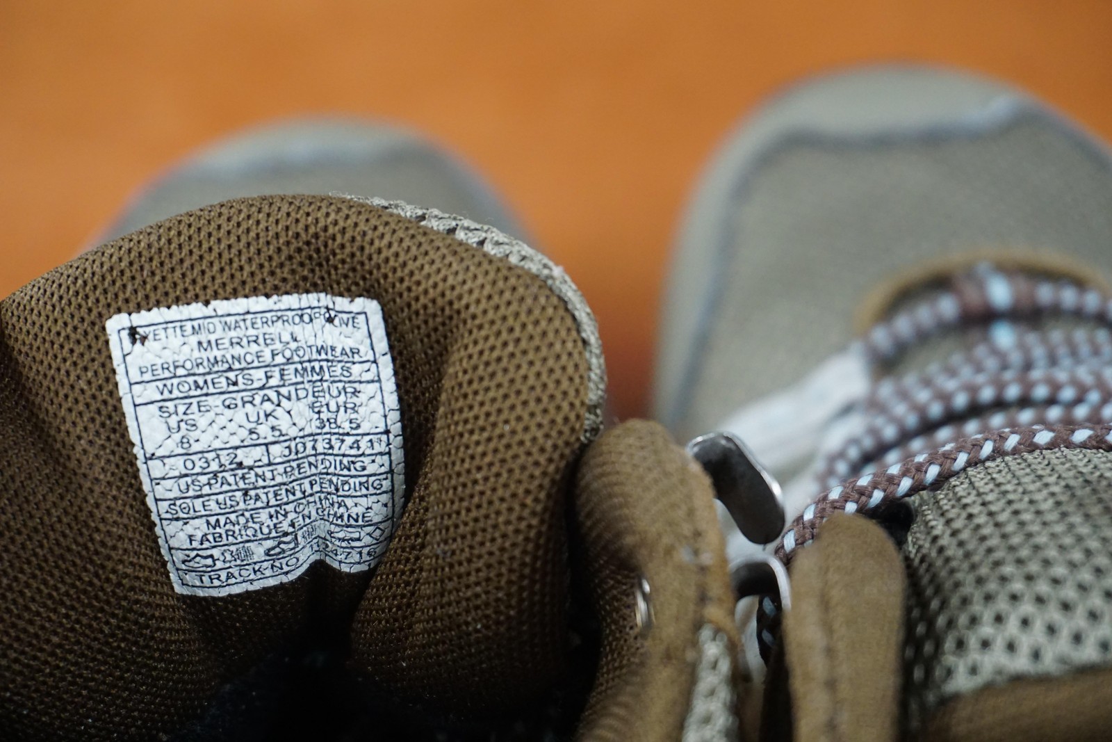 Merrell Payette Hiking Shoes Womens 8 Brown Waterproof Suede Mesh Trail Sneakers