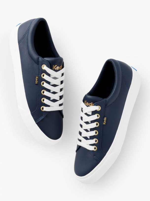 Keds® Jump Kick Leather Sneakers – INDIGO BLUE, Medium