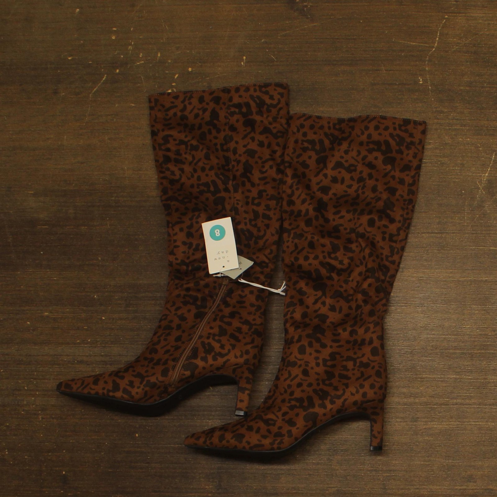 A New Day Mid-Calf Justice Boots with Memory Foam Insole Leopard Brown 8M