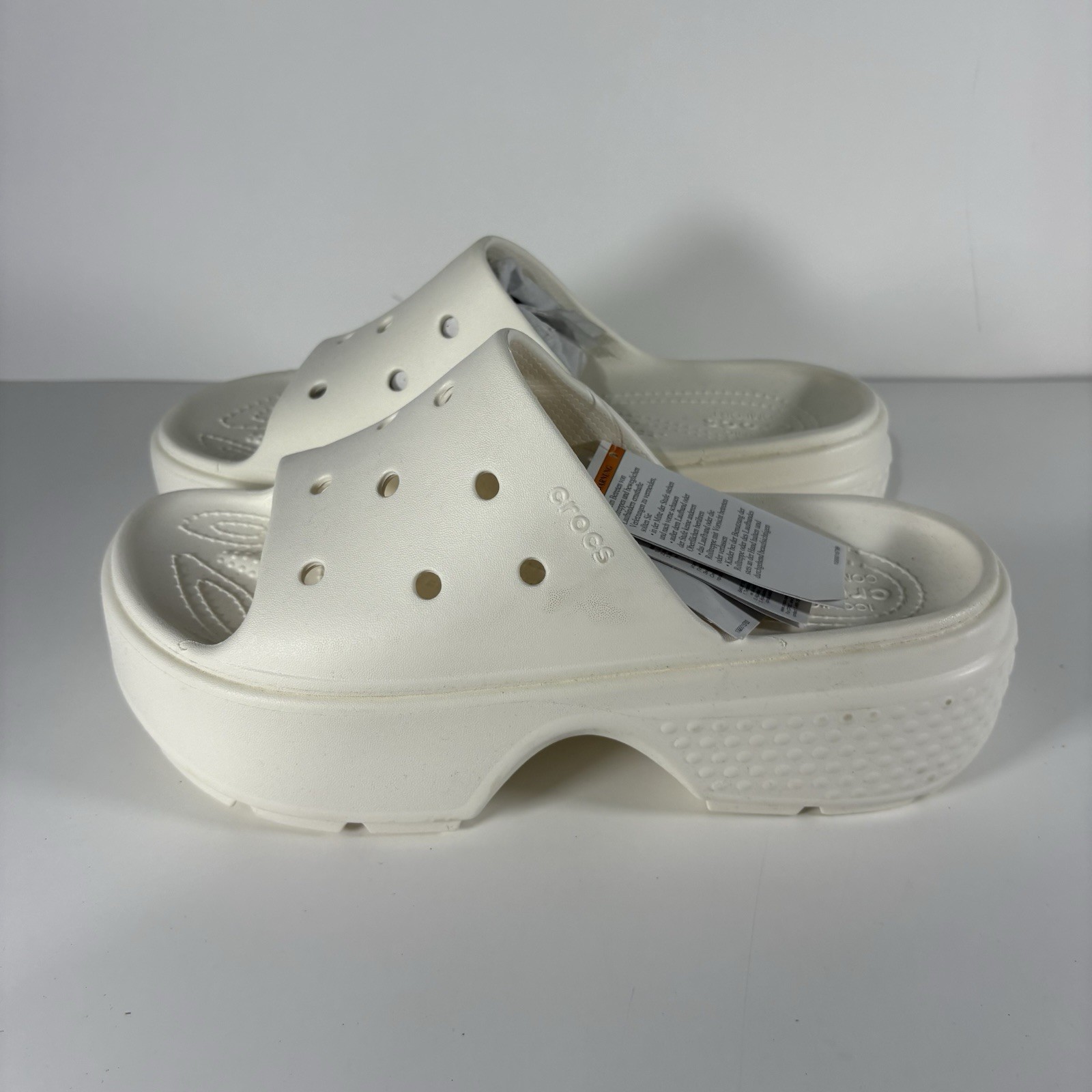 Crocs Stomp Slide Unisex Slide Platform Chalk White Size Men’s 8 Women’s 10
