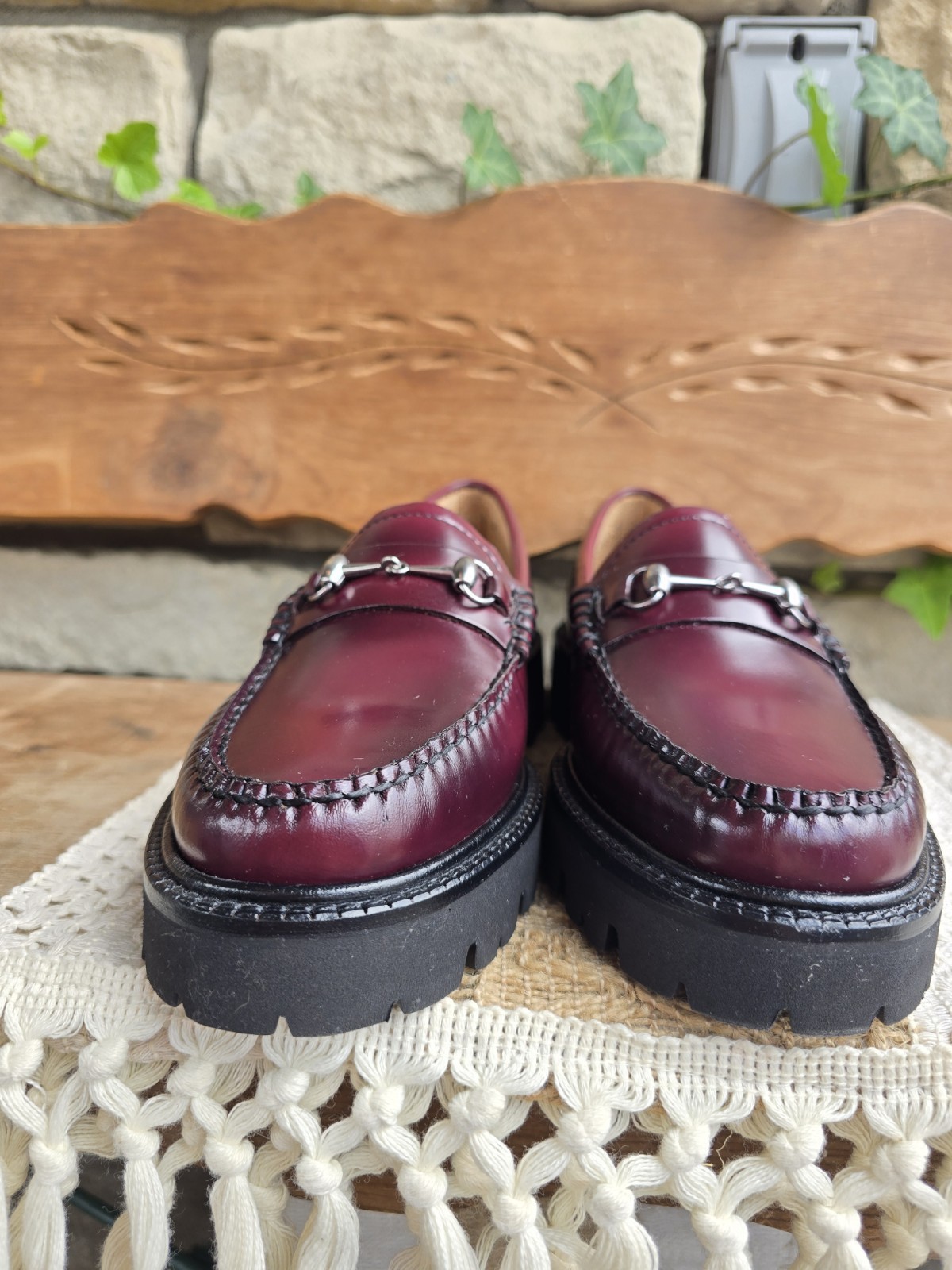 GH Bass WeeJuns Lianna Bit Lug Sole Leather Penny Loafer Shoes Womens Sz 7