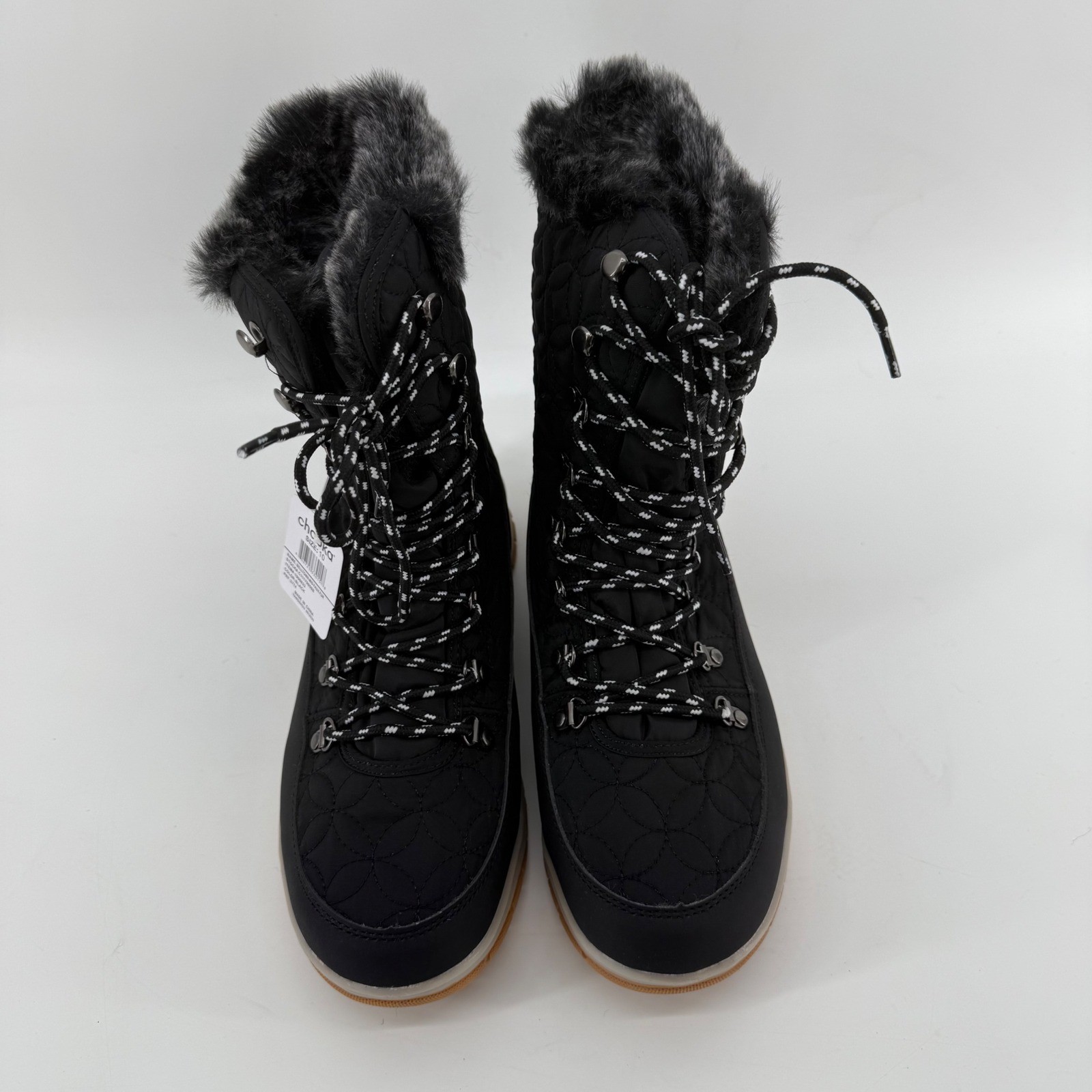 Chooka Belltown Mid Faux Fur Black Winter Snow Boots Insulated Womens 9 NEW