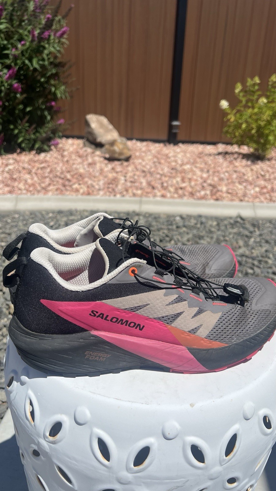 Salomon Sense Ride 5 Woman’s Gray/Black/Pink Low Top Lace-Up Trail Shoes