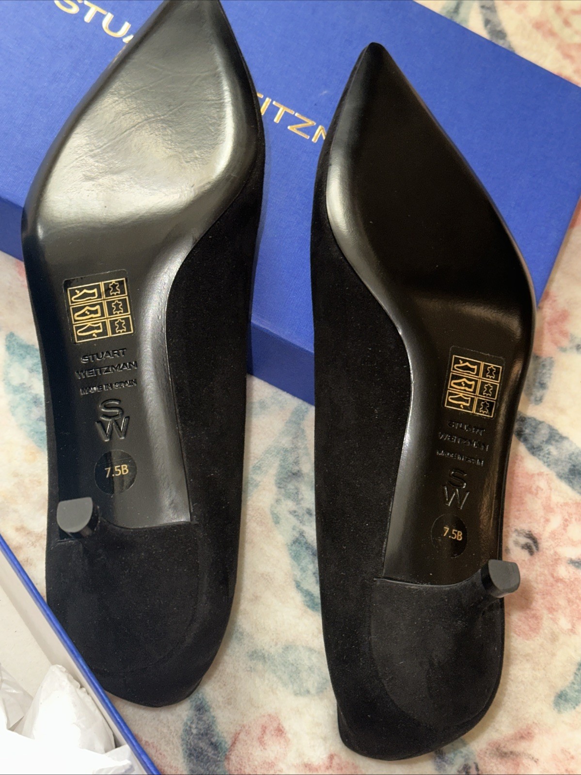 Stuart Weitzman Stuart Power 50 BLACK SIZE 7.5 B SUE-Suede
