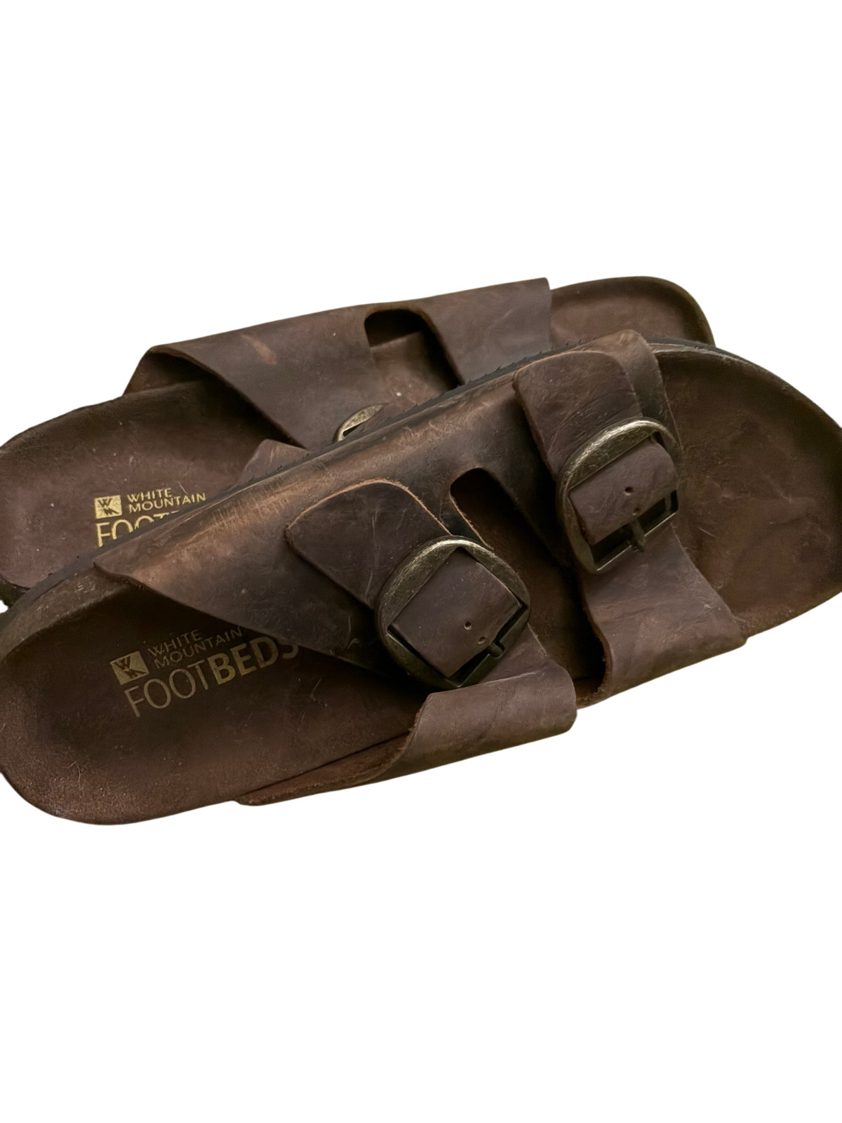 White Mountain Harlow Women’s Size 9 Brown Leather Double Buckle Sandals