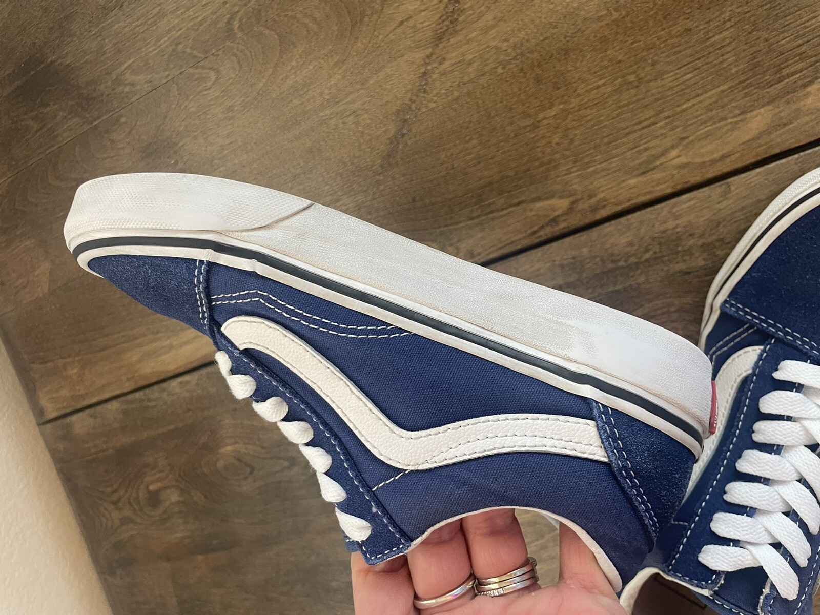 VANS Old Skool Suede Low Top Shoes Sneakers Blue White Women’s Size 5 Men 3.5