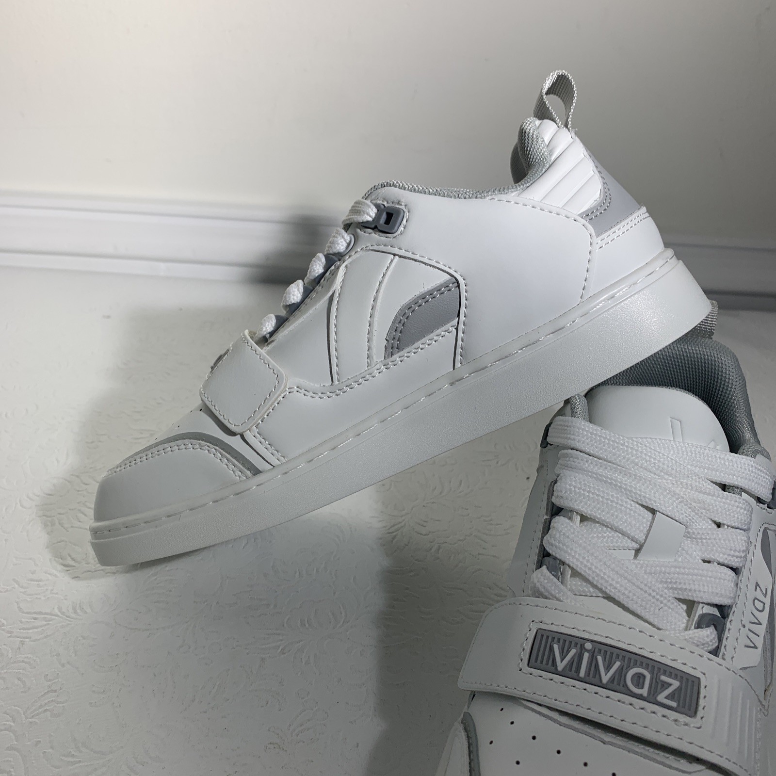 Vivaz White Silver Dance Lace Up Sneakers Unisex Men Women