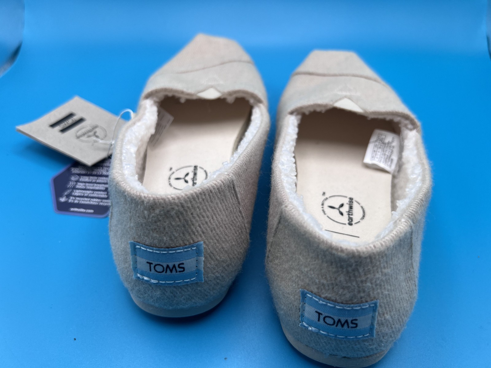 NEW TOMS Women’s Alpargata Loafers Fleece Sherpa Lined Grey Herringbone Size 6
