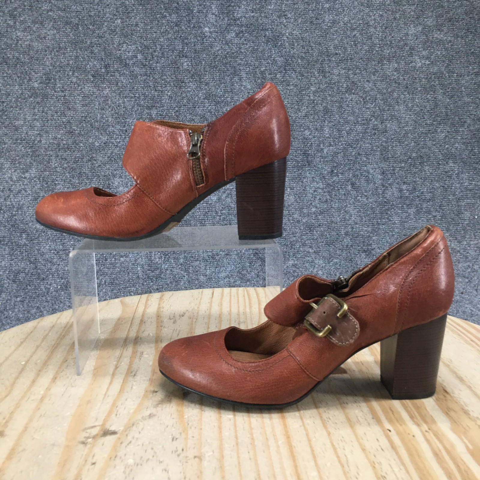 Clarks Indigo Shoes Womens 8 M Town Club Mary Jane Pumps Brown Leather Heels