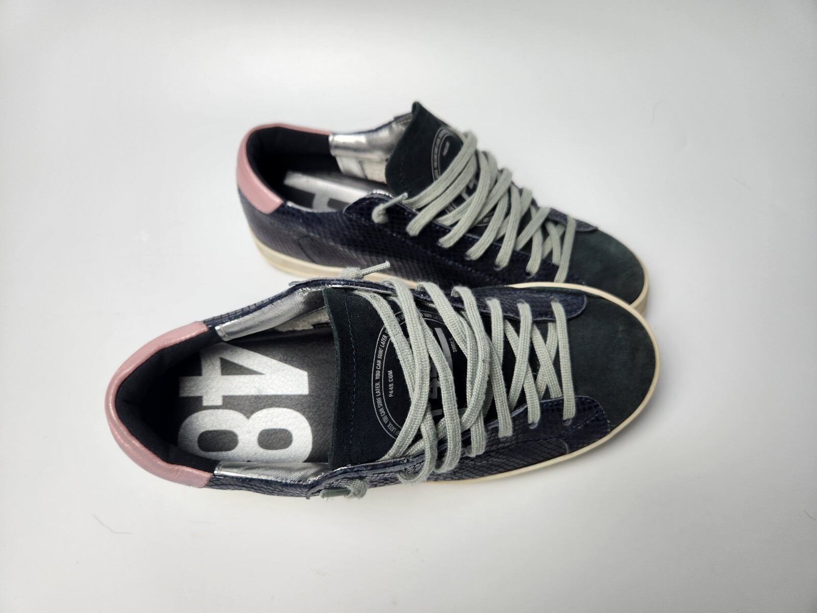 P448 Shoes Womens 7.5 John Sneakers You Can Surf Later Navy Blue Pink