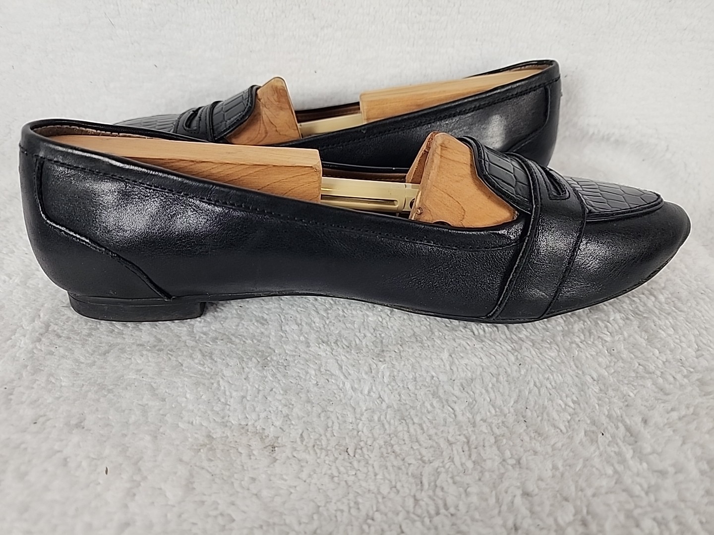 Vionic Savannah Flat Loafer Casual Shoes WOMENS 7.5 Black Alligator Look Leather