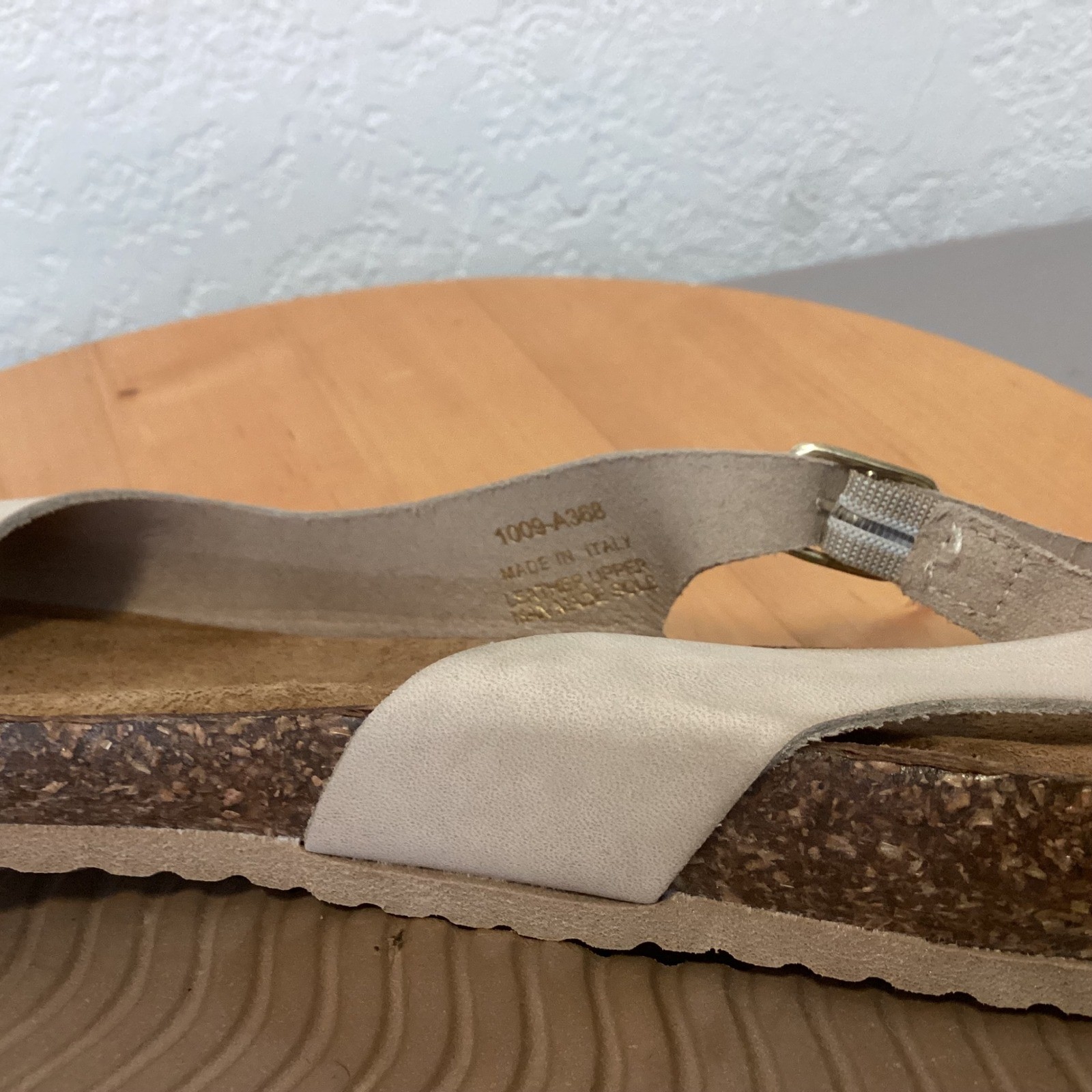 Moretti Slingback Sandals Womens 39 White Leather Cork Made in Italy 1009-A368