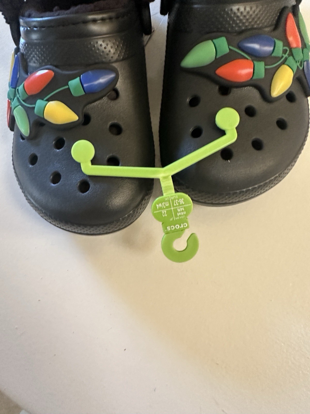 Black Crocs «Classic Holiday» Lined Clogs ft. Festive Christmas Light Graphics