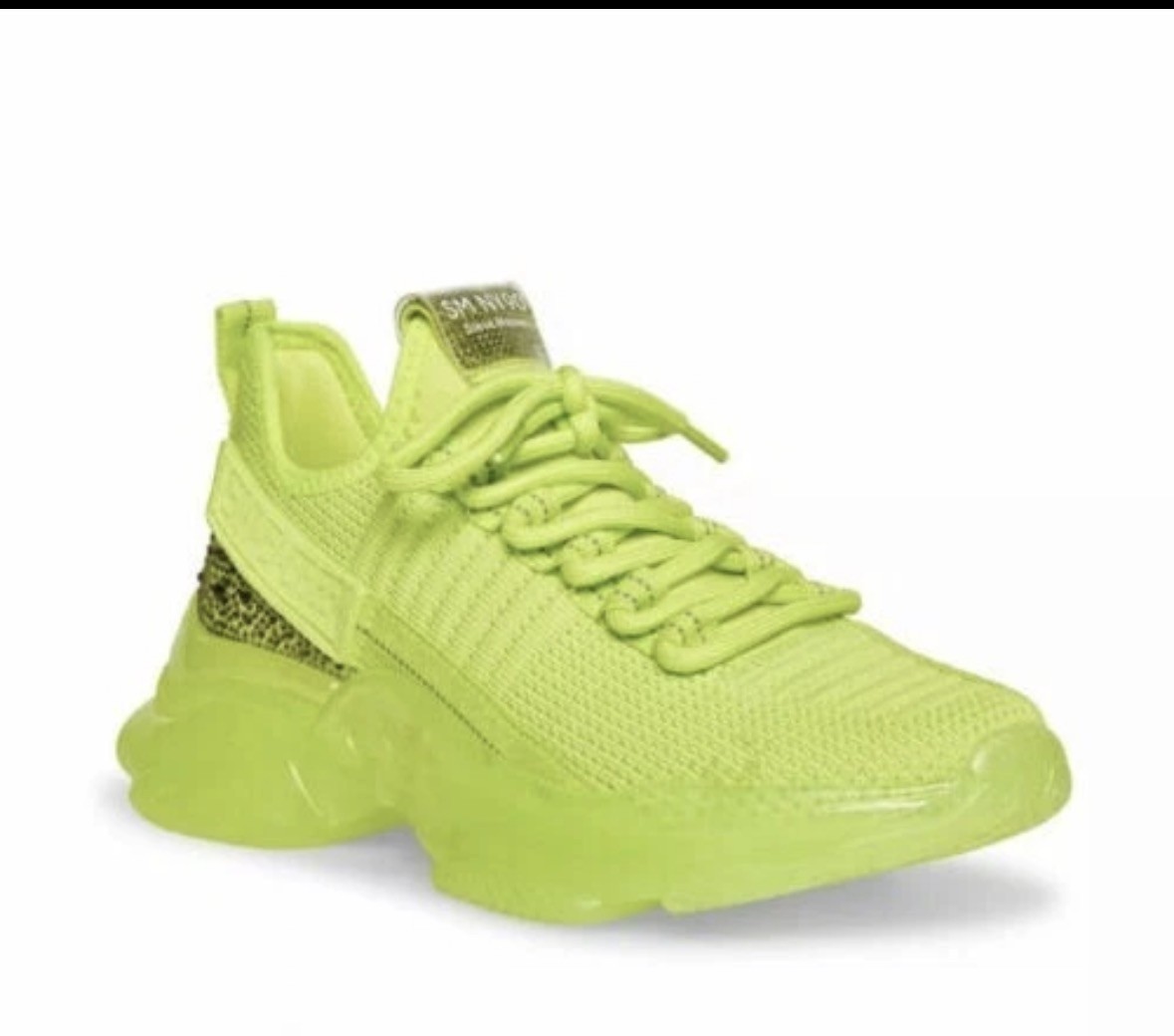 Steve Madden Sneakers Womens Maxima Lime SM NY90 Bejeweled Size 7 M $120