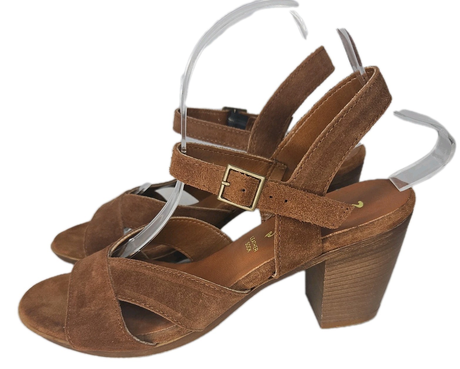 Mariella Made in Italy Brown Suede Leather Block Heel, Size 9