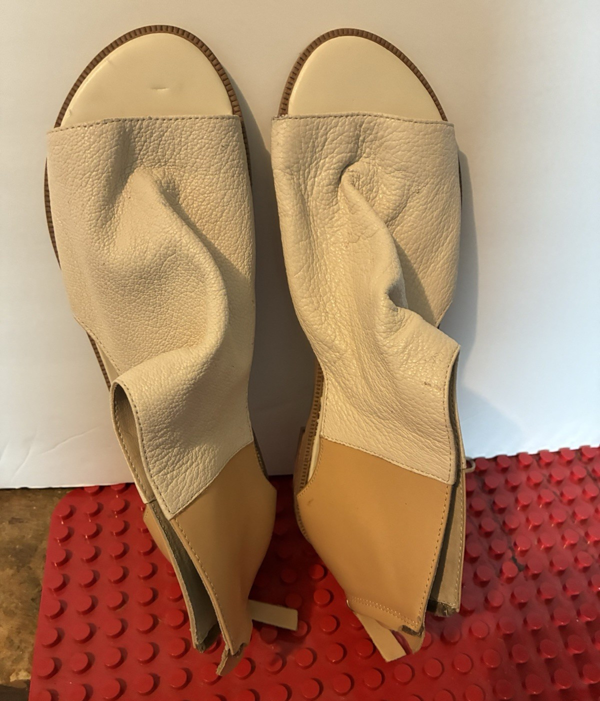Kelsi Dagger Women’s Beige Tan Leather Slingback Open Toe Heels Size 8.5 M