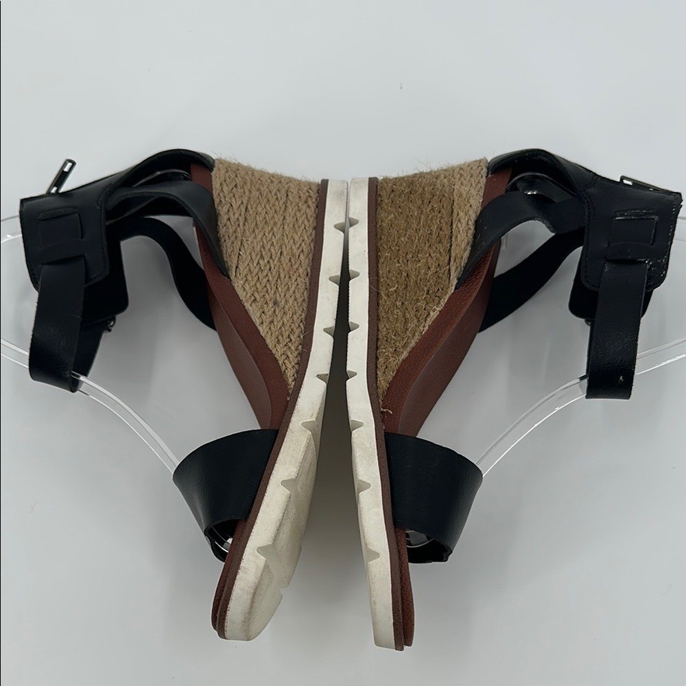 MIA Black and Brown Sandals Minimalist T-Strap Design