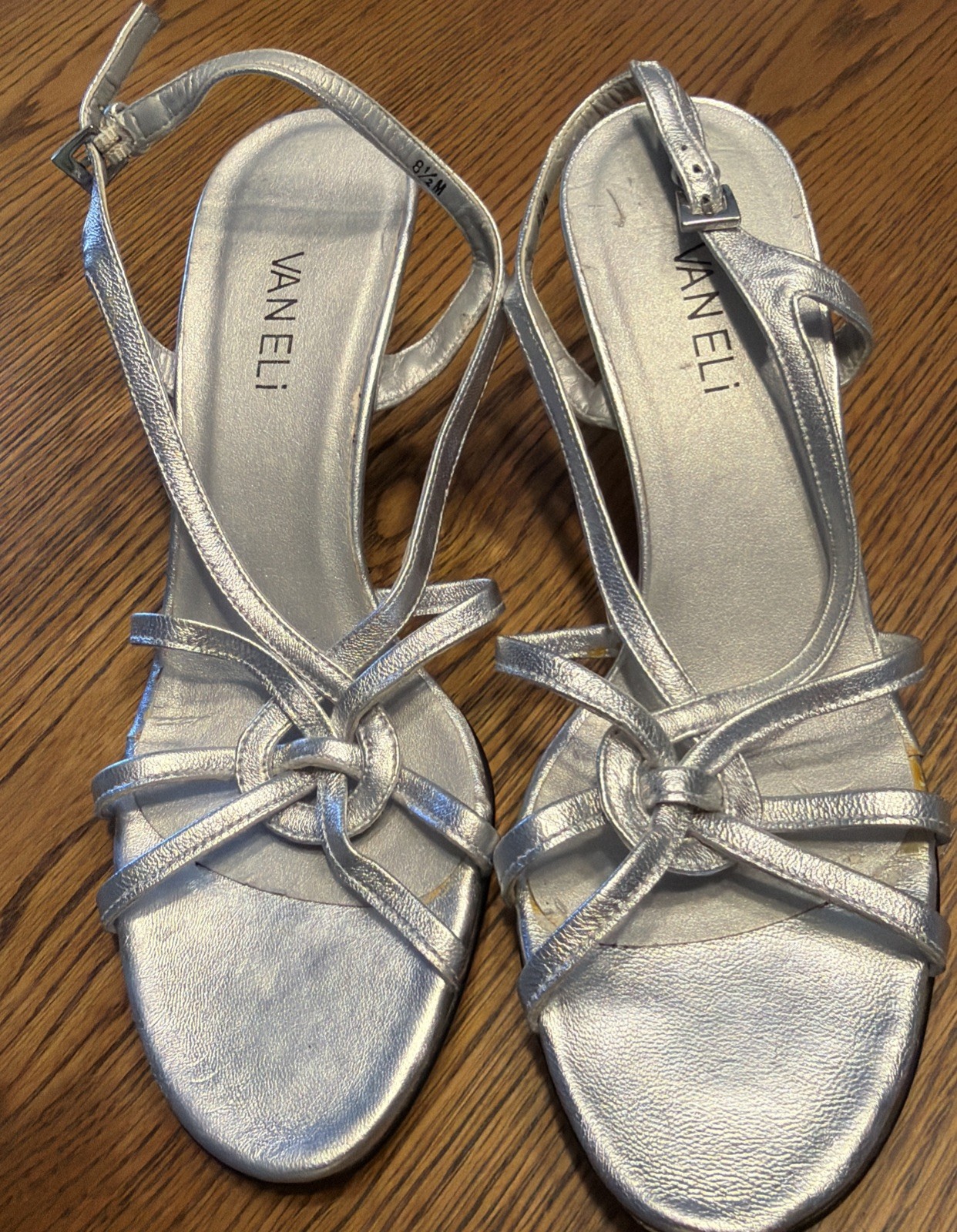 VANELI Strappy Silver Metallic Sandal Heels Women’s Sz 8.5