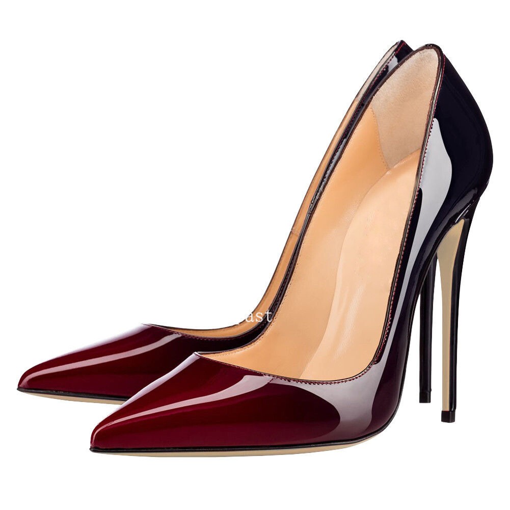 Gradient Colors Pumps Pointed Toe Stiletto High Heels Shoes Women Plus Size 4-15