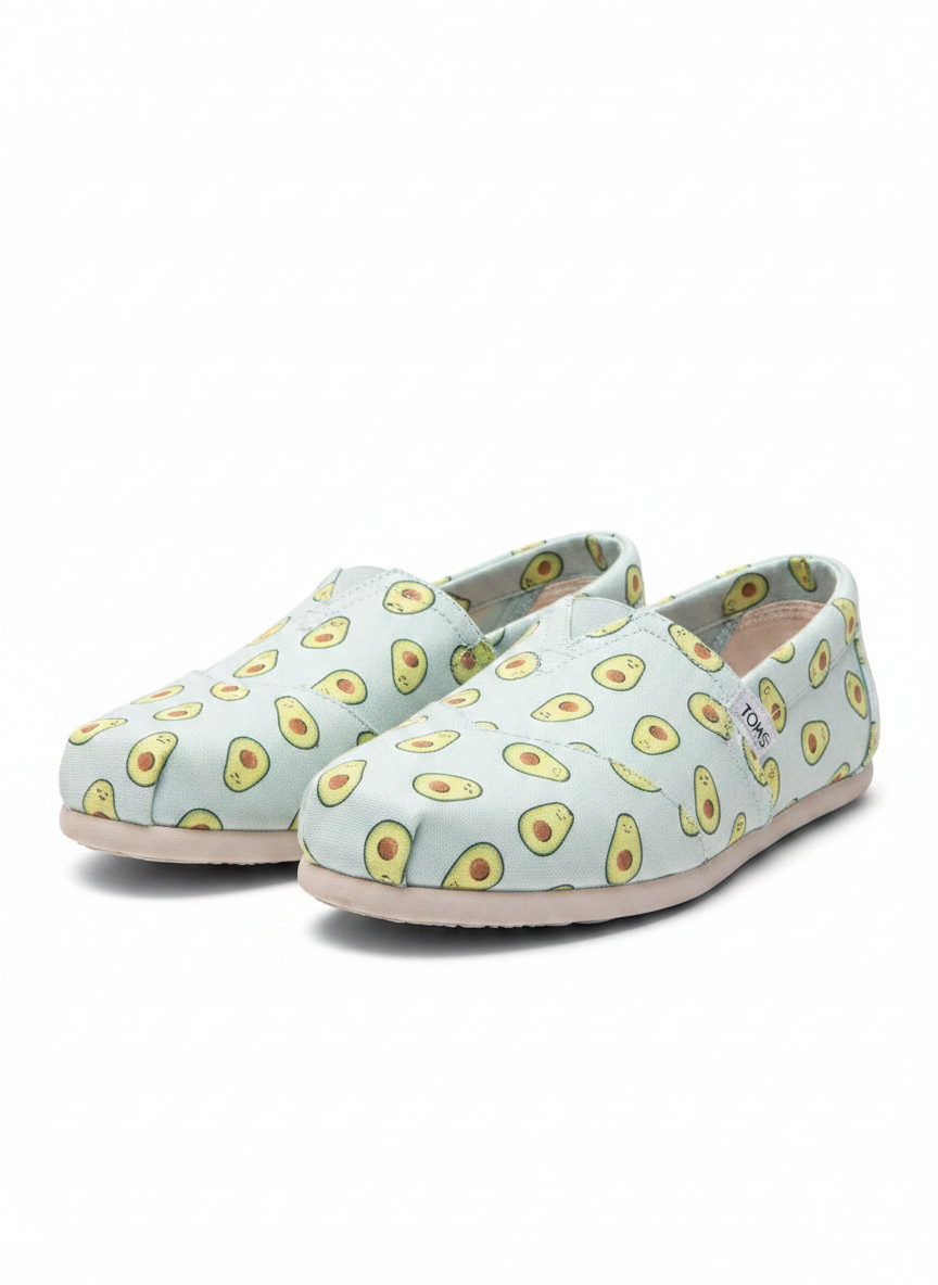 TOMS x Paper Source Alpargata Avocado Print Slip-On Shoes Women’s 9 Limited