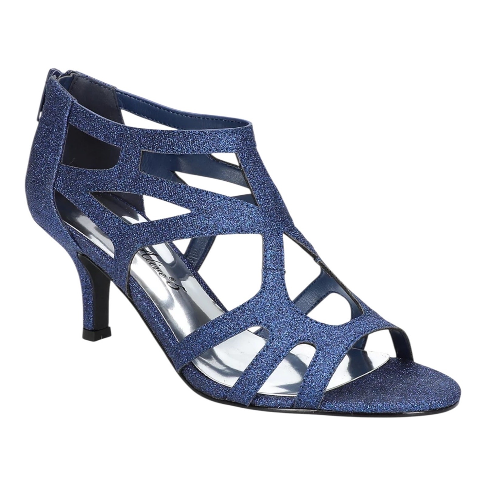 Easy Street Women’s Flattery Glitter Evening Sandals Navy Size 9 1/2 W