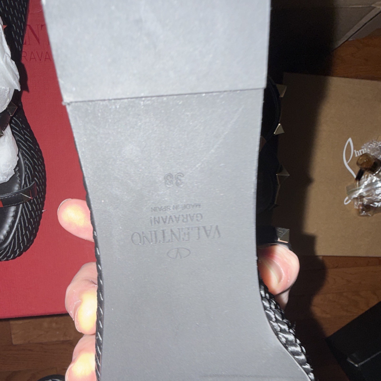 Valentino Garavani Women’s Black Leather Studded Gladiator Sandals US 8