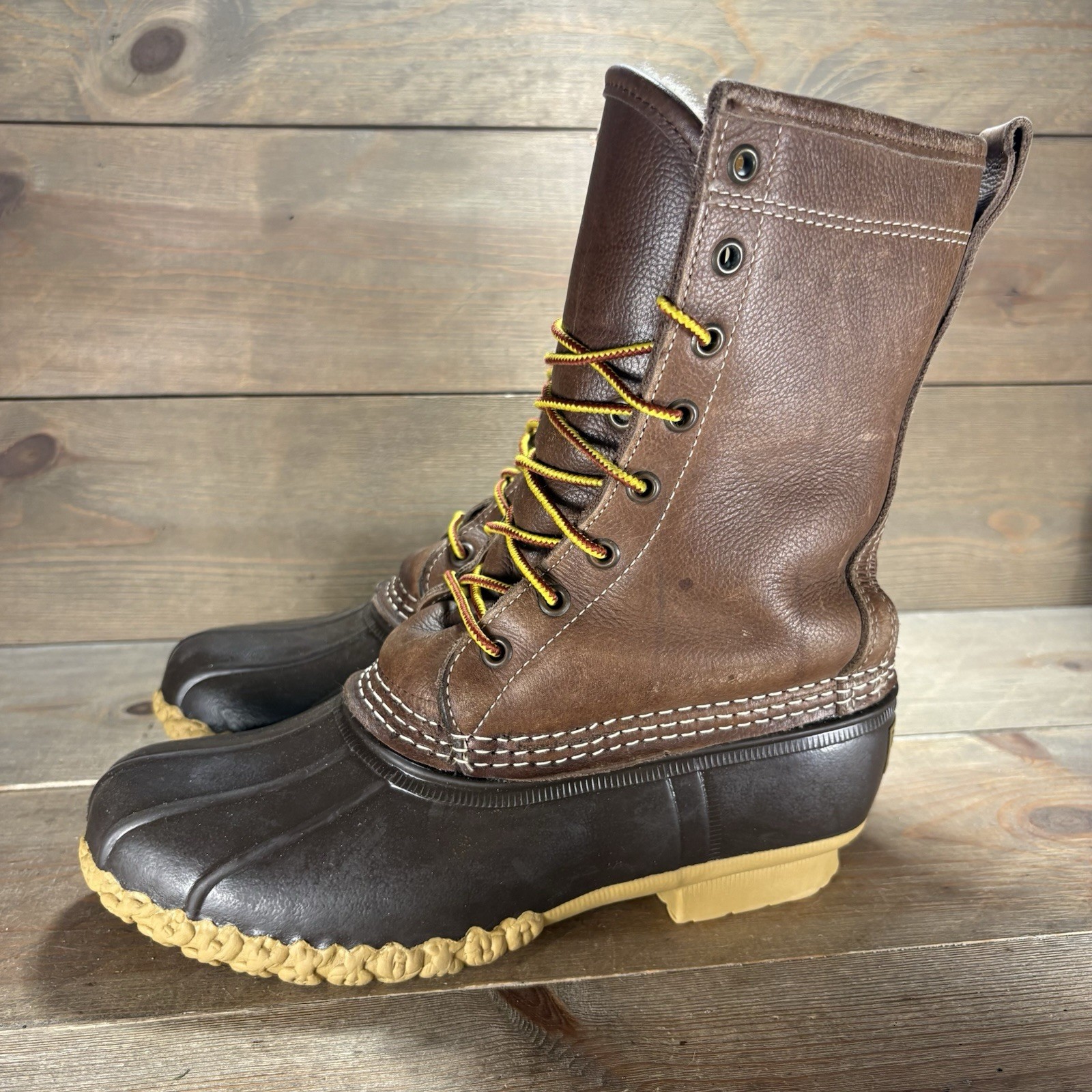 Ll bean duck boots womens size 8 shoes brown shearling lined waterproof hunting