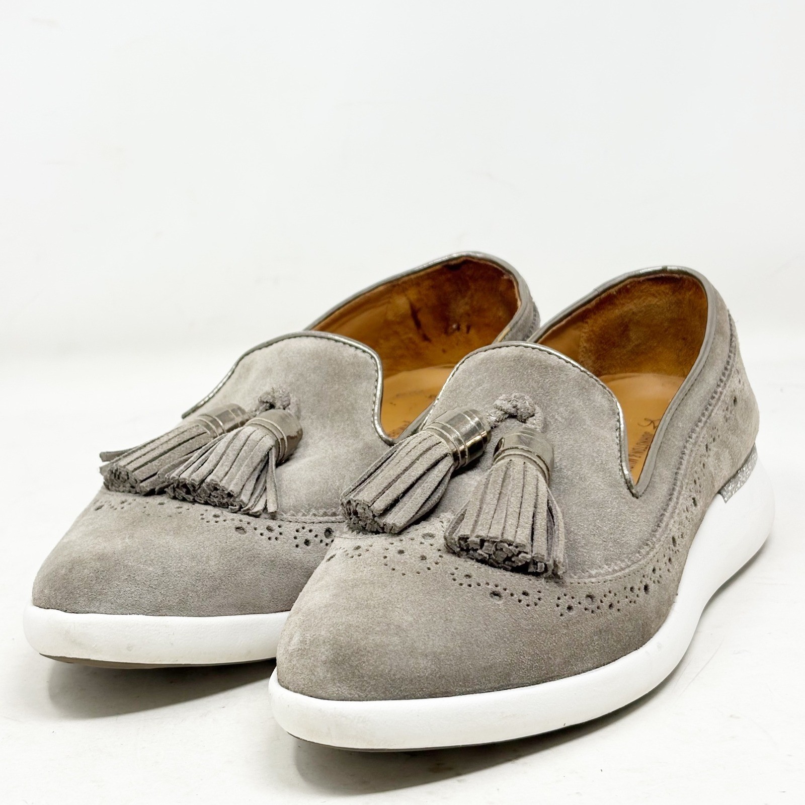 Johnston & Murphy Gray Suede Trufoam Tassel Loafer Sneaker Womens Size 8.5