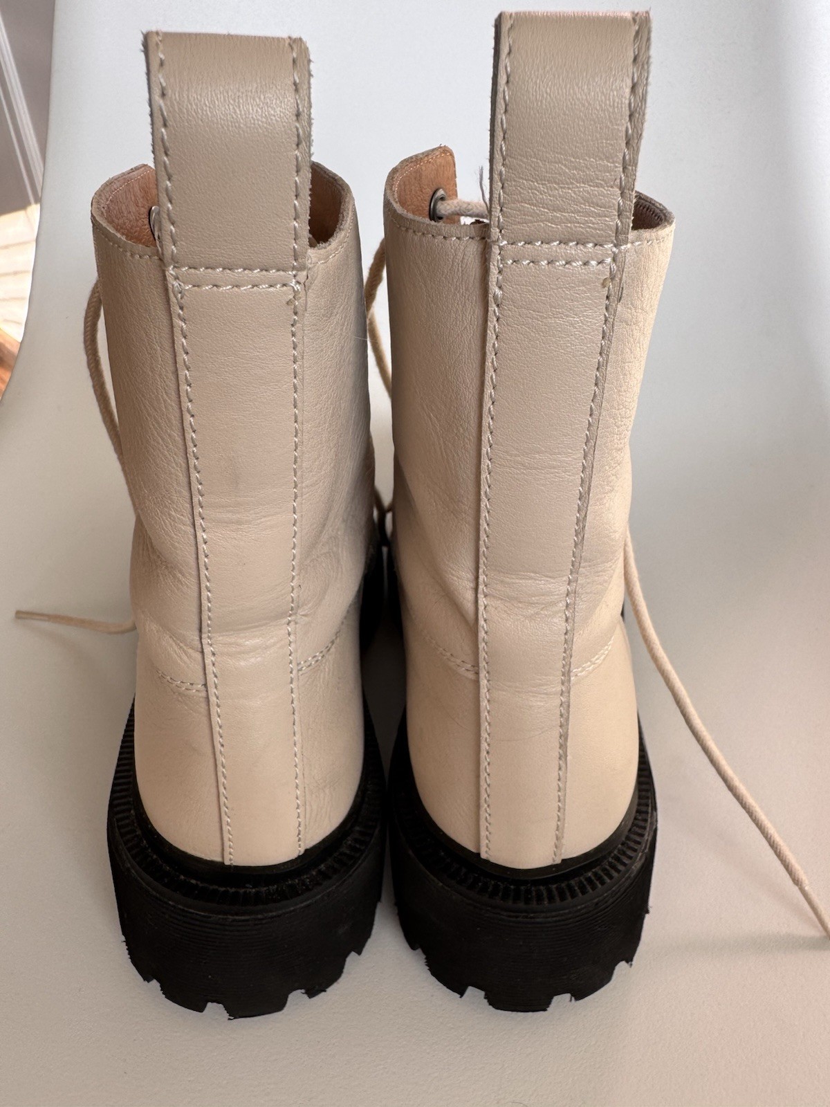 Madewell The Rayna Lace-Up Boot in Leather White Women’s 8 Retail $198