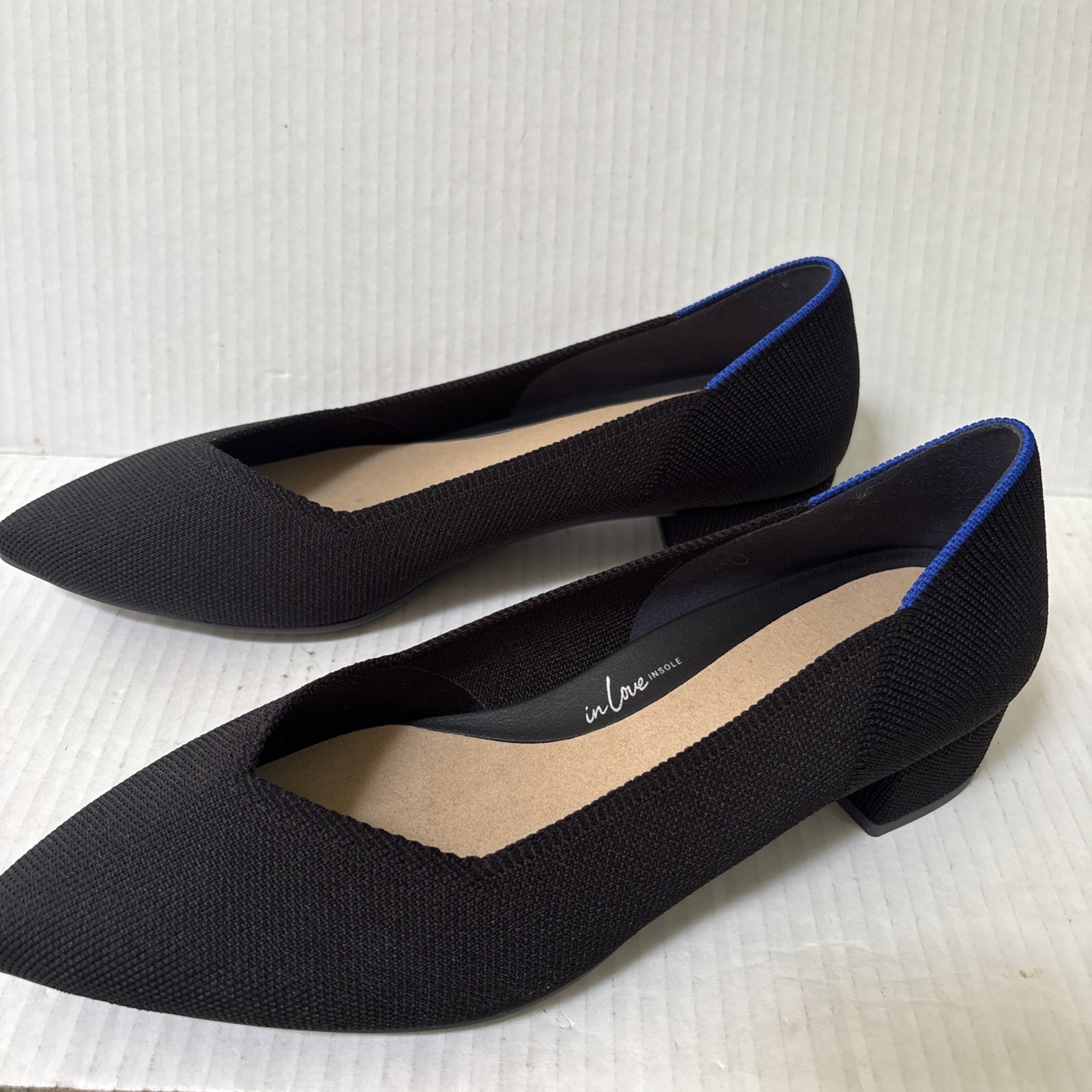 Rothy’s The High Point Block Heel Women’s 9 1/2 Herringbone Knit Shoes EUC