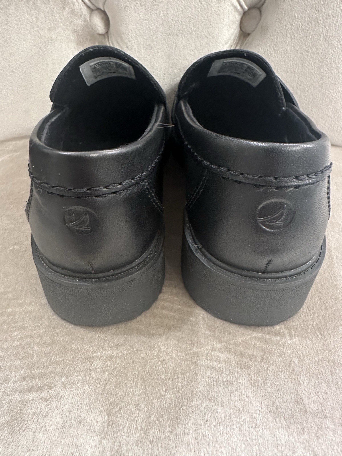 Sperry Womens 6 Wells Penny Loafers Black Lug Chunky Sole 90s Preppy College NEW