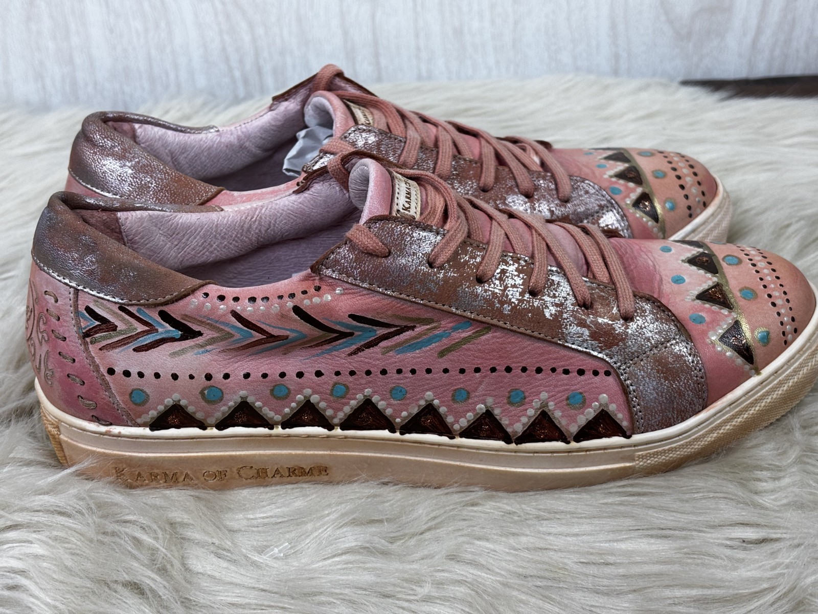 Karma of Charme Naif Sneakers Women’s 41 Hand Painted Leather Boho Artisan Italy